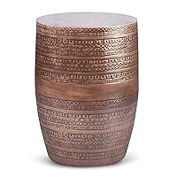Johnsen Boho 15 Inch Wide Metal Large Accent Side Table in Antique Copper, Fully Assembled, For the Living Room and Bedroom