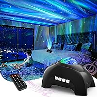 AIRIVO Northern Lights Aurora Projector, Star Projector Music Speaker, White Noise Night Light Galaxy Projector for Kids Adults, for Home Decor Bedroom/Ceiling/Party (Black)