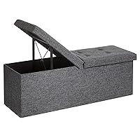 SONGMICS Storage Ottoman, Foldable Storage Bench, 15 x 43 x 15 Inches, Flipping Lid, 660 lb Load Capacity, for Entryway, Living Room, Bedroom, Dark Gray ULSF76GYZ