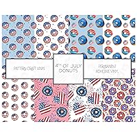 4th of July Donuts Self Adhesive Backed Vinyl Sheets 12*12 inch Independence Day Permanent Adhesive Craft Vinyl Works with Craft Cutters - 3 Sheets Multicolor CPAV31-1_12IN3S