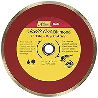 38064 Swift Cut 7-Inch Dry and Wet Tile Cutting Continuous Rim Diamond Blade with 7/8-5/8-Inch Diamond Arbor, 1/Card