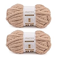 Crafted By Catherine Chunky Chenille Yarn - 2 Pack (41 Yards Each Skein), Beige, Gauge 7 Jumbo