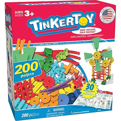 TINKERTOY 30 Model 200 Piece Super Building Set - Preschool Learning Educational Toy for Girls and Boys 3+ (Amazon Exclusive)