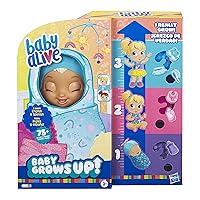 Baby Grows Up (Happy) - Happy Hope or Merry Meadow, Growing and Talking Baby Doll, Toy with 1 Surprise Doll and 8 Accessories, Blue