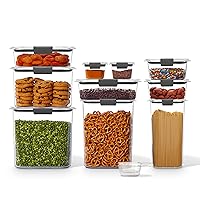 Rubbermaid Brilliance BPA Free Food Storage Containers with Lids, Airtight, for Kitchen and Pantry Organization, New Set of 10 w/ Scoops