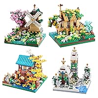 Four Seasons Flower House Botanicle Collection 4 Models Micro Mini Blocks Building Set for Girls, Ideas DIY Gift for Kids and Adults