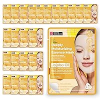 Original Derma Beauty Collagen Face Masks 24 PK Deep Moisturizing Jojoba Oil Face Mask Skin Care Sheet Masks Set for Beauty & Personal Care Korean Face Mask