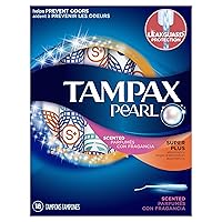 Tampax Pearl Tampons with Plastic Applicator, Super Plus Absorbency, Fresh Scent, 18 Count