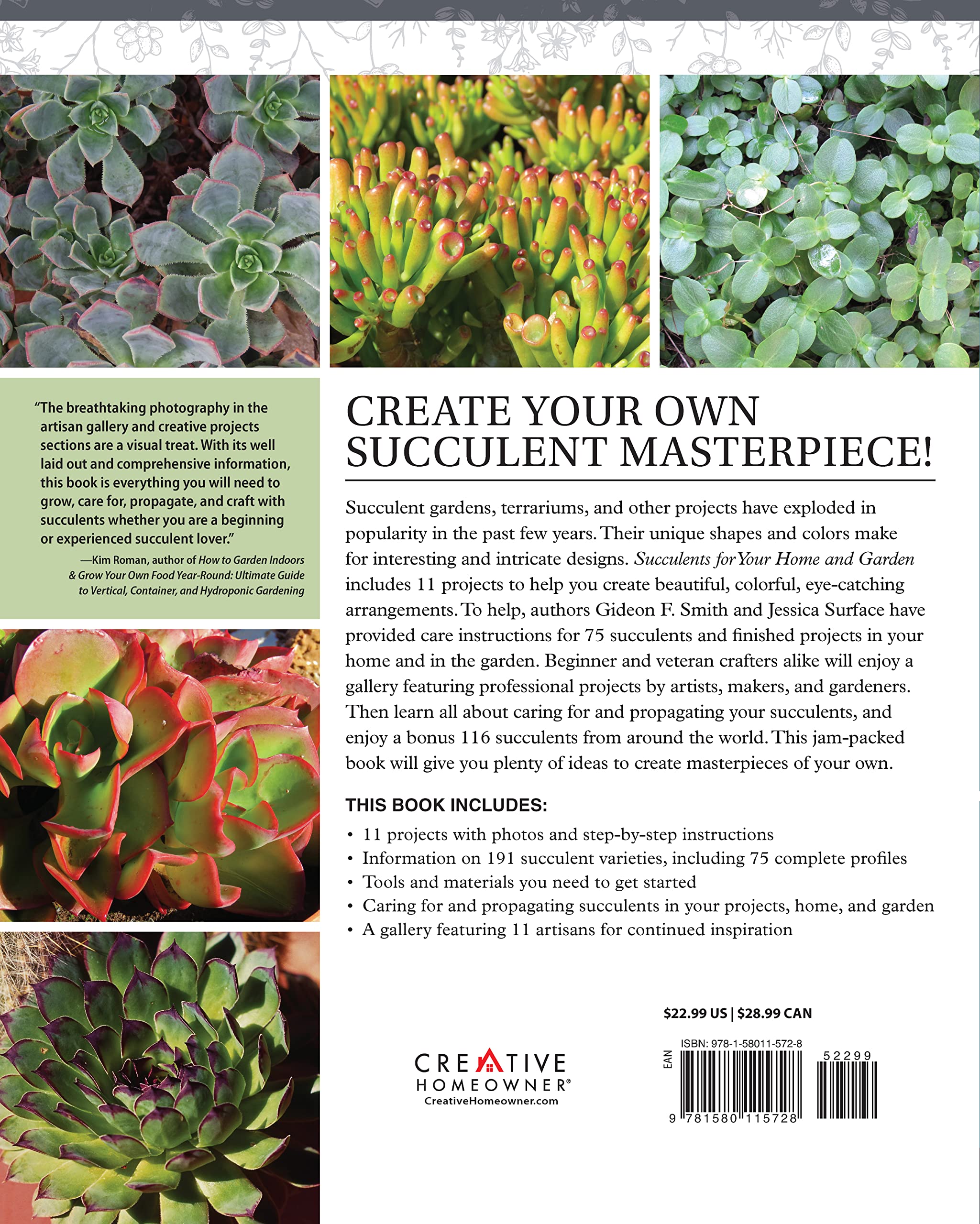 Succulents for Your Home and Garden: A Guide to Growing 191 Beautiful Varieties & 11 Step-by-Step Crafts and Arrangements (Creative Homeowner) Gardening, Crafting, and Plant Care