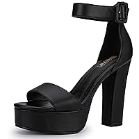 IDIFU IN5 Sabrina Platform Heels for Women Chunky High Heels Block Heeled Sandals Sexy Ankle Strap Heels Wedding Party Dress Shoes Open Toe Heels