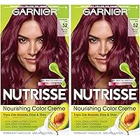 Garnier Hair Color Nutrisse Nourishing Creme, 52 Medium Berry Red (Strawberry Jam) Permanent Hair Dye, 2 Count (Packaging May Vary)
