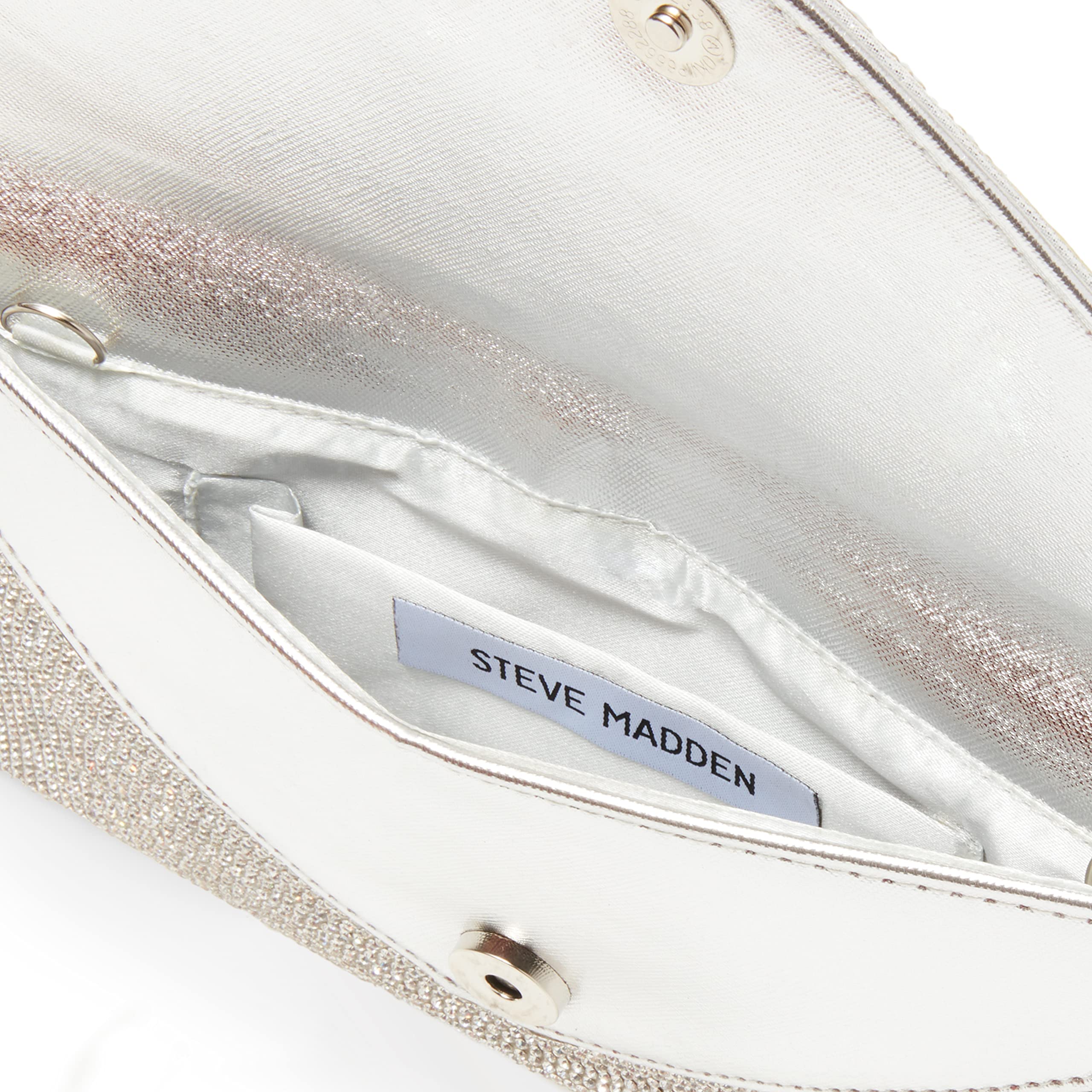 Steve Madden Swagger Rhinestone Clutch, Silver