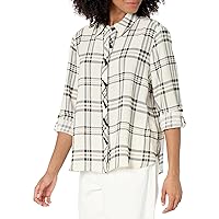 MULTIPLES Women's Roll Tab Long Sleeve Button Front High-Low Shirt