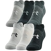 Under Armour Womens Cushioned No Show Socks, 6-pairs