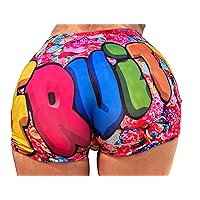 Snack Shorts - High Waisted Booty Shorts Stretchy Biker Shorts for Women Sexy Candy Shorts