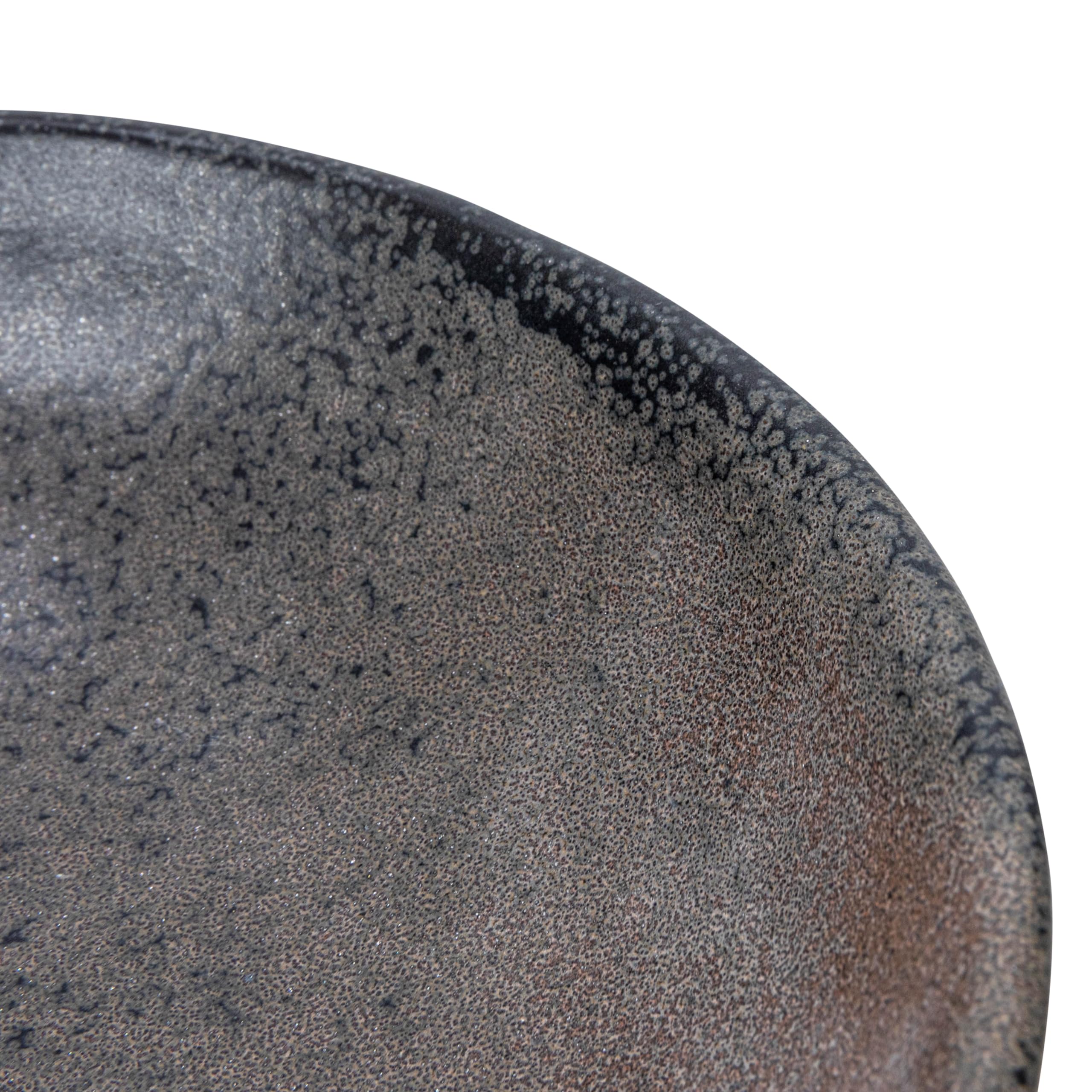 Creative Co-Op Stoneware Handle and Base, Black Reactive Glaze Bowl
