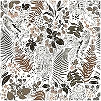 HAOKHOME 93273 Owls Peel & Stick Wallpaper Boho Removable Wall Paper Brown/Charcoal/White Tropical Textured Stick on Contact Paper for Bathroom Decoration