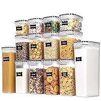 Airtight Food Storage Containers Set, 14 PCS Kitchen Storage Containers with Lids for Flour, Sugar and Cereal, Plastic Dry Food Canisters for Pantry Organization and Storage