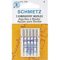 Euro-Notions Embroidery Machine Needles, Size 11/75, 5/pkg,Silver