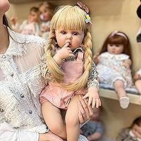 24inch Realistic Reborn Baby Dolls Toddler Girl Lifelike Cute Weighted Newborn Dolls with Long Blonde Hair Princess Soft Cuddly Body for Girls Gift Toys