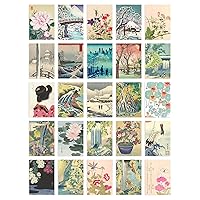50 Pcs Japanese Aesthetic Collage Kit Ukiyo-e Woodblock Wall Art Prints A6 Set Pack 14.8 x 10.5 cm (5.8 x 4.1
