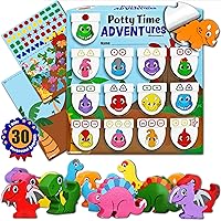 Potty Time Adventures - Dinosaurs with 14 Wooden Block Toy Prizes|Potty Training Advent Game|As Seen on Shark Tank|Wood Block Toys, Reward Chart, Activity Board and Stickers