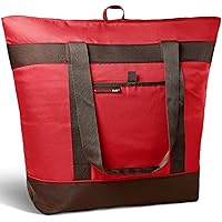 Jumbo Chillout Thermal Tote, Insulated Soft Sided Cooler Bag, Foldable Reusable and Leak Proof Food Grocery Bag, Portable Travel Cooler, Hot or Cold Carrier, Red