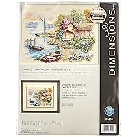 Dimensions 'Peaceful Lake House' Counted Cross Stitch Kit, Ivory Aida, 14
