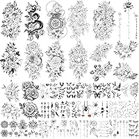40 Sheets Large Black Peony Rose Flowers Lady Waterproof Temporary Tattoo  3D Girls Arm Hand Collarbone Leg Tattoos Stickers for Women Gift or  Decoration?10 Large & 30 Tiny? 