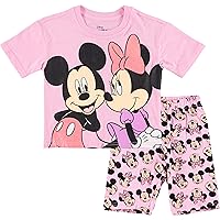 Disney Girls Mickey & Minnie Mouse Girls T-shirt & Bike Short 2-piece Bundle SetT-Shirt