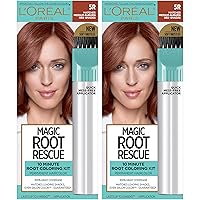Magic Root Rescue 10 Minute Root Hair Coloring Kit, Permanent Hair Color with Quick Precision Applicator, 100% Gray Coverage, 5R Medium Auburn Red, 2 count