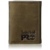 Timberland PRO Men's Leather RFID Trifold Wallet with ID Window, Dark Brown/Pullman, One Size