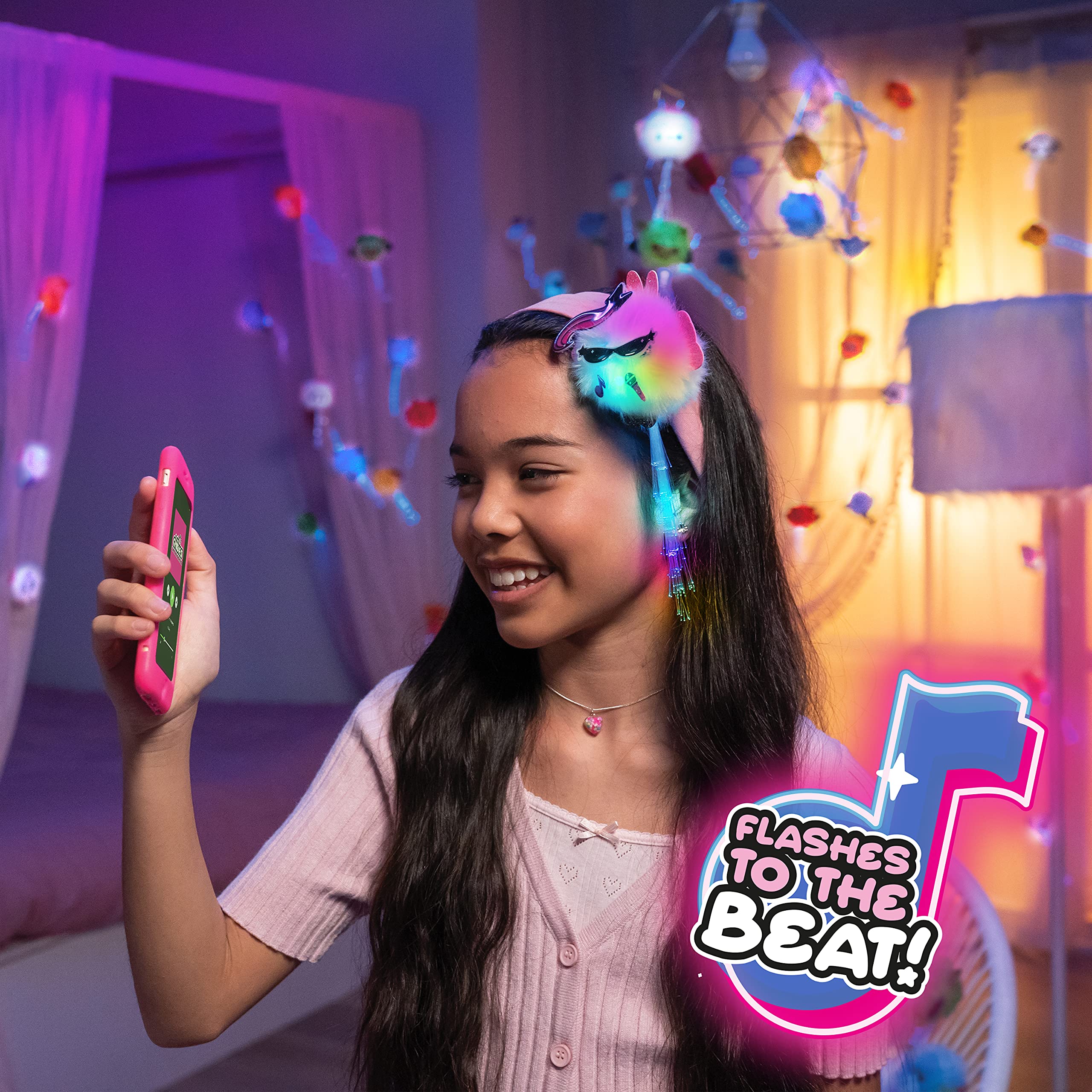 CHIBIES Boom Box - Mysty | Cute Fluffy Party Pets That Flash to The Beat of Music | Interactive Animal Soft Toy Characters