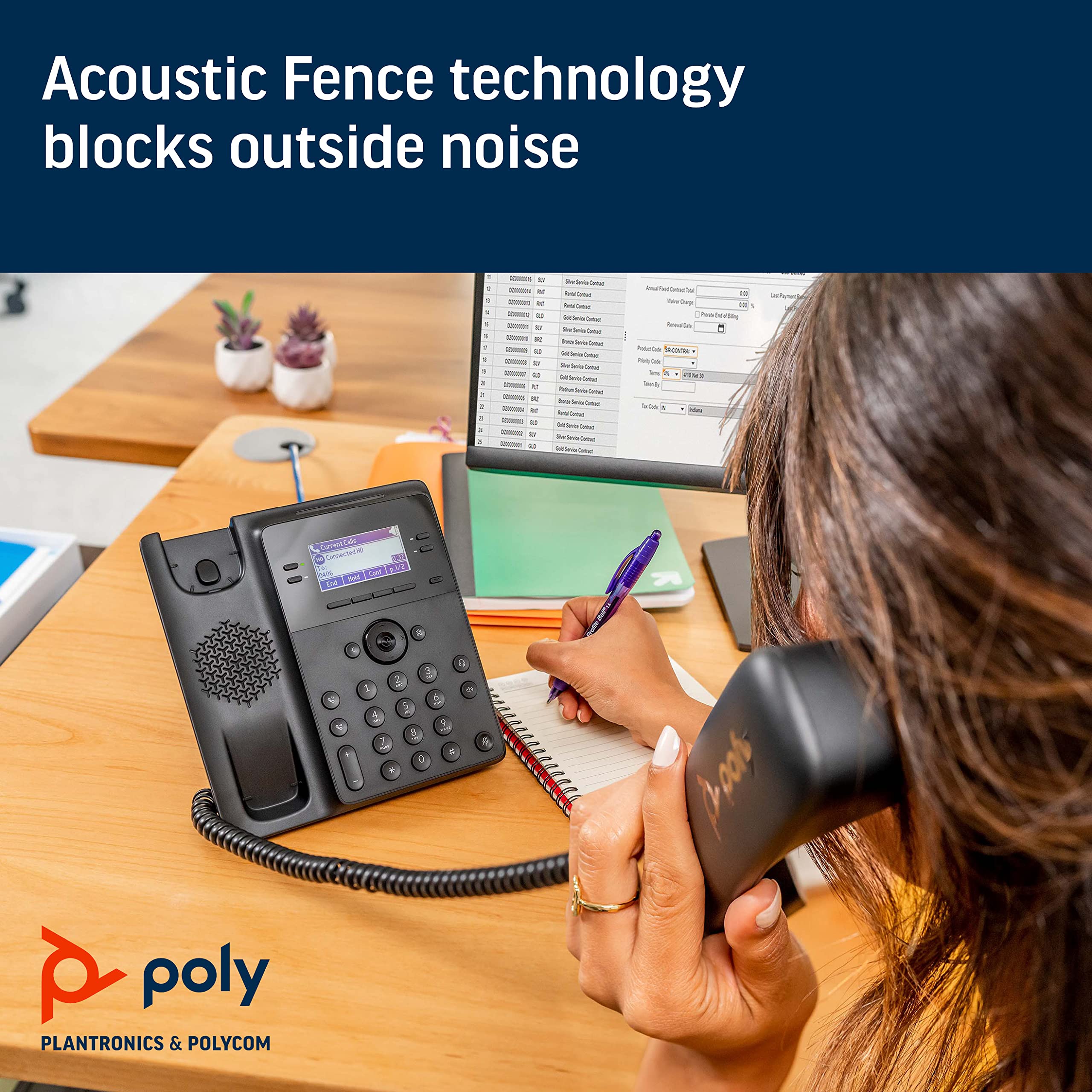 Poly Edge B30 IP Desk Phone, PoE (Polycom) - Open SIP - Connect to 16 Lines - Power Over Ethernet - Acoustic Fence Technology - RJ9 and 3.5mm Headset Ports - Illuminated Keys Where You Need Them