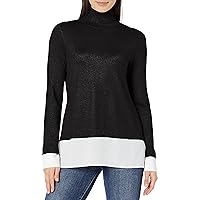 Adrianna Papell Women's Turtlenck Woven Hem Twofer SWT