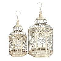 Metal Hexagon Birdcage with Latch Lock Closure and Hanging Hook, Set of 2 21