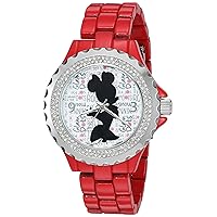 Disney Minnie Mouse Women's Enamel Spark Red Alloy Watch, Red Alloy Bracelet,W002801