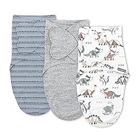 Ingenuity SwaddleMe Monogram Collection Swaddle, 3-Pack, for Ages 0-3 Months - Dino Mite