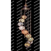 Mosaic Chandelier, Filigree Copper Mosaic,Mosaic Lamp,Turkish Lamp,Moroccan Lantern