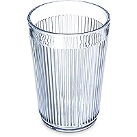 Carlisle FoodService Products Crystalon Stack-All Stackable Tumbler Plastic Tumbler with Ribbed Texture for Restaurants, Catering, Kitchens, Plastic, 8.4 Ounces, Clear