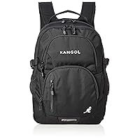 Kangol Backpack, Embroidered Logo, Waterproof Rain Cover, Lightweight, Multi-functional, Multiple Pockets, PC Storage, Black
