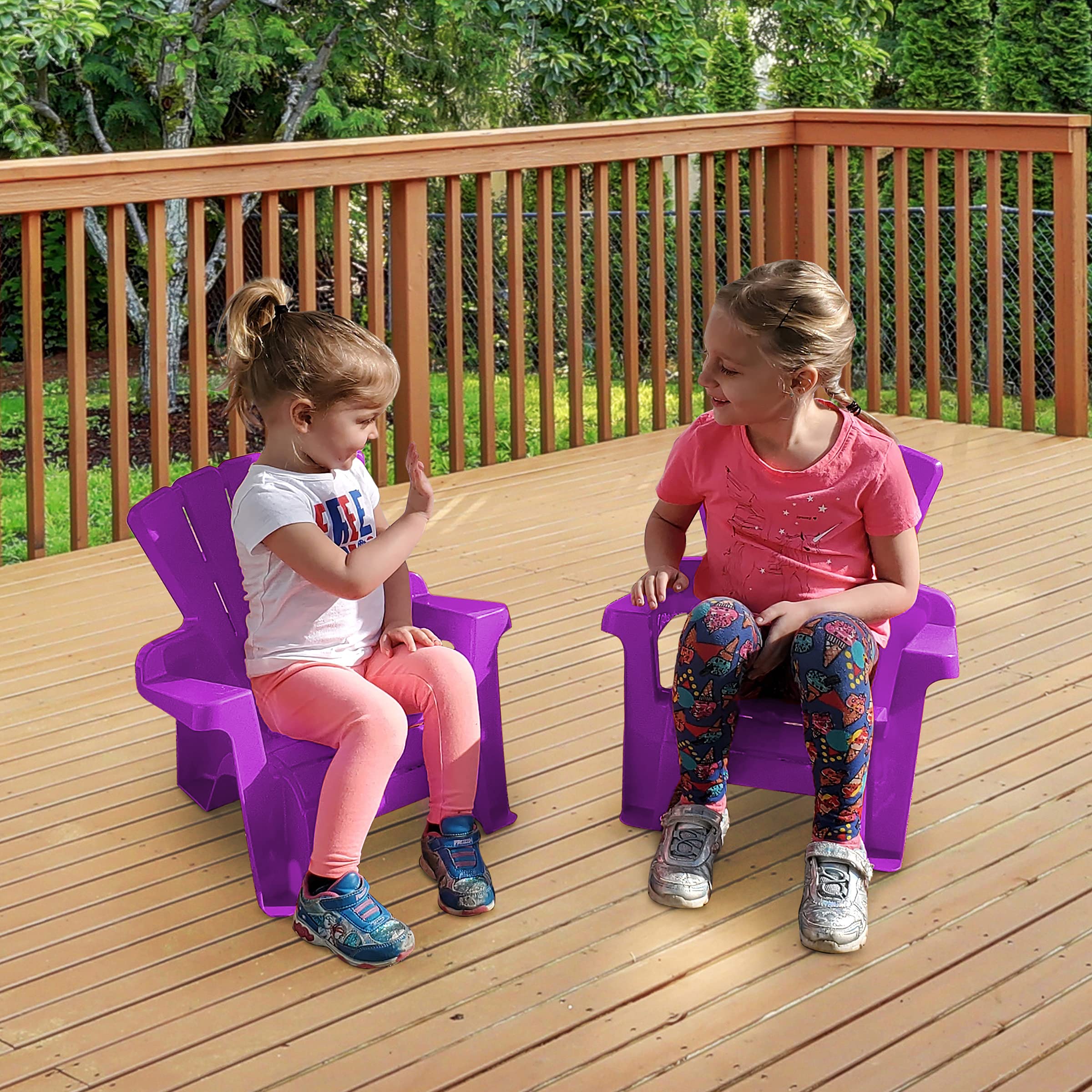 American Plastic Toys Kids’ Adirondack (2-Pack, Purple), Stackable, Outdoor, Beach, Lawn, Indoor, Lightweight, Portable, Wide Armrests, Comfortable Lounge Chairs for Children