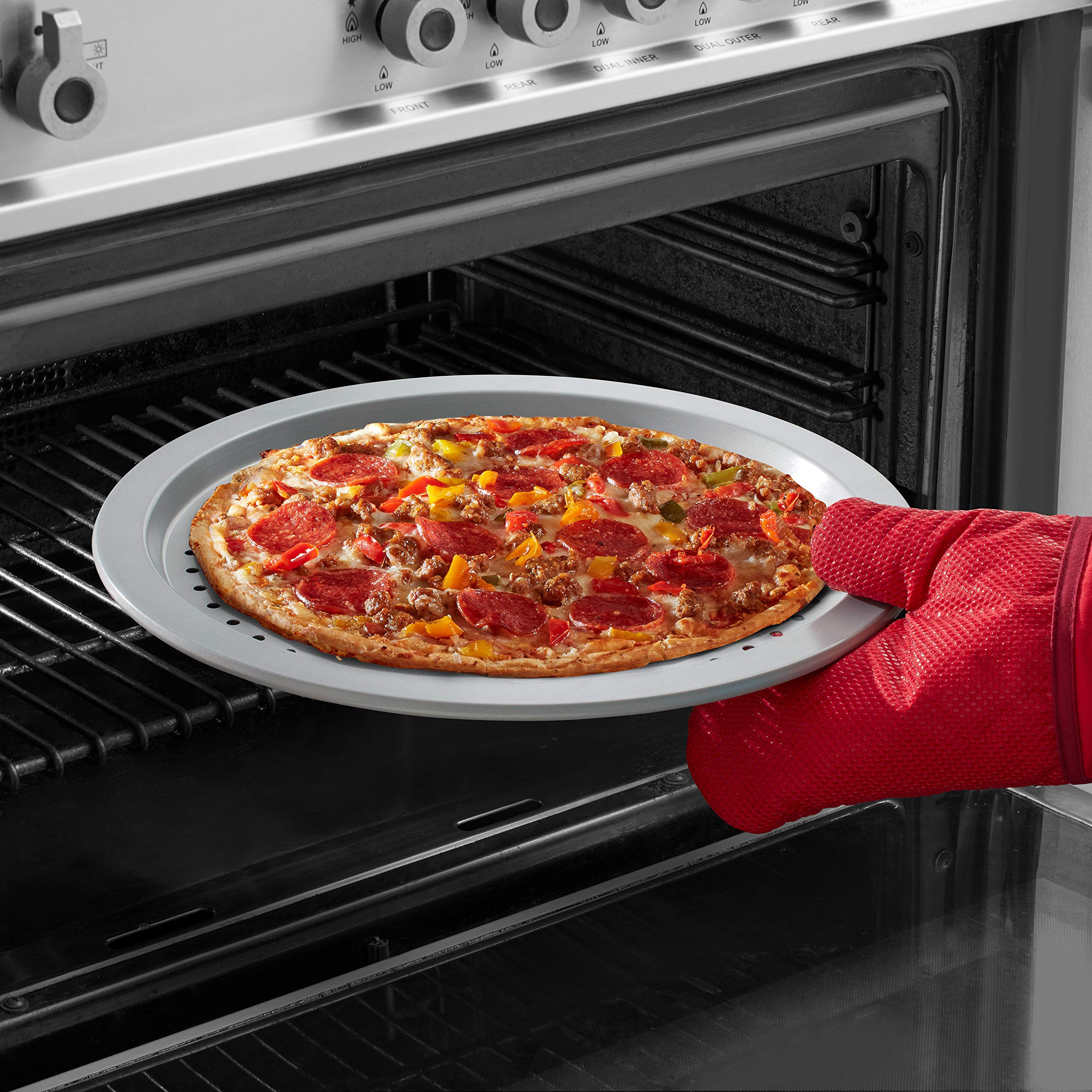 KitchenAid Nonstick Aluminized Steel Pizza Crisper, 14-Inch, Silver