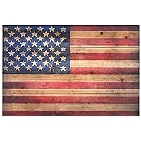 Empire Art Direct American Flag Digital Print on Solid Wood Wall Art, 16 in x 24 in x 1.5 in, Red, Blue, Natural