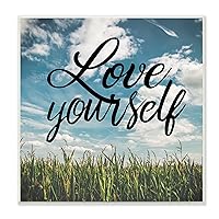 Stupell Home Décor Love Yourself Field Cursive Typography Wall Plaque Art, 12 x 0.5 x 12, Proudly Made in USA