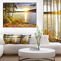 Beautiful View of Sunset over Lake Landscape Canvas Art Print