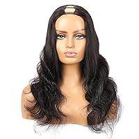 U Part Wig Human Hair Wigs Body Wave Half Wigs for Black Women Brazilian Hair Gluessless Wigs 24 inches Natual Colour
