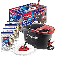 O-Cedar Easywring Microfiber Spin Mop & Bucket Floor Cleaning System with 4 Extra Refills