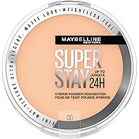 Super Stay Up to 24HR Hybrid Powder-Foundation, Medium-to-Full Coverage Makeup, Matte Finish, 130, 1 Count