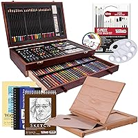 163-Piece Deluxe Art Supply Set with Paints, Pastels, Pencils, Easel, and Sketch Pads